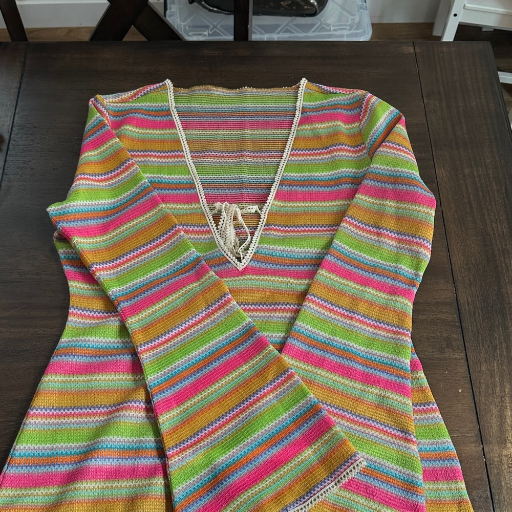 Multicolor Striped Women Swim Coverup